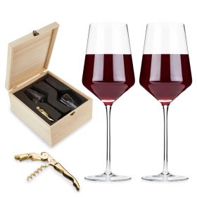 3-piece Raye Crystal Wine Glass and Corkscrew Gift Box Viski