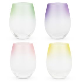 Frosted Ombre Stemless Wine Glasses Blush®