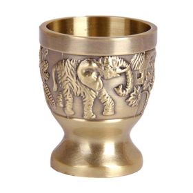 Vintage Brass White Wine Cup Mini Goblet One Shot Glass Embossed Spirits Cup Chinese Wedding Love Shot Cup