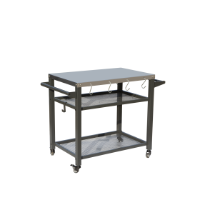 3-Shelf Outdoor Grill Table, Grill Cart with Wheels, Outdoor Pizza Oven and Food Prep Table, Blackstone Table with Stainless Steel Tabletop