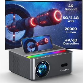 Projector with WiFi and Bluetooth, Portable Projector 4K Support, 500 ANSI 20000L, Touch Screen, Auto Vertical Keystone & 4P/6D