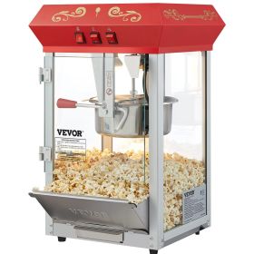 VEVOR Popcorn Popper Machine 8 Oz Countertop Popcorn Maker 850W 48 Cups Red