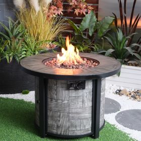 Outdoor Propane Fire Pit, Square Stonecrest Gas Fire Pit for Outside Patio, Concrete Propane Fire Table 50,000 BTU Gas Fire Pit w Lava Rocks