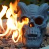 Refractory Materials Fireproof Imitated Human Fire Pit Skulls Gas Log for NG, LP Wood Fireplace, Firepit, Campfire, Halloween Decor, BBQ