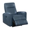 Modern Electric Leather Recliner Chair with Gentle Lower Lumbar Massager for Living Room Home Theater Bedroom Blue 1pc