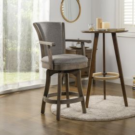 Williams 27' Swivel Counter Height Bar Stool, Heathered Grey Linen