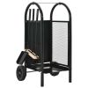 Firewood Cart Black 11.8"x13.8"x31.9" Steel