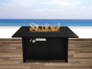 Living Source International 25" H x 42" W Steel Outdoor Fire Pit Table with Lid (Black)