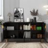 U-Can Modern TV Stand with 3 Doors and Adjustable Shelves for Living Room, Fits TVs Up to 70 Inches, Black