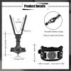 Thors Hammer Necklace Viking Bracelets for Men Mjolnir Stainless Steel Thor Hammer Pendant Vegvisir Leather Bracelet with Compass Runes Viking Jewelle