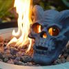 Refractory Materials Fireproof Imitated Human Fire Pit Skulls Gas Log for NG, LP Wood Fireplace, Firepit, Campfire, Halloween Decor, BBQ