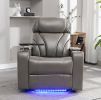 Power Motion Recliner with USB Charging Port and Hidden Arm Storage, Home Theater Seating with Convenient Cup Holder Design ,and stereo(grey)