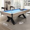 84"Billiard Table with Rustic Blond FinishK-Shaped Legs and Royal Blue Cloth