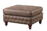 Dark Coffee Breathable Leatherette 3pc Sectional Set 2x Reversible Loveseat / Chaise and 1x Ottoman Tufted Couch Pillows