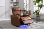 Power Motion Recliner with USB Charging Port and Hidden Arm Storage, Home Theater Seating with Convenient Cup Holder Design ,and stereo(Light Brown)