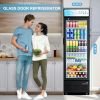 Glass Door Refrigerator Commercial Beverage Refrigerators with LED Light, 15 Cu.ft and 5 Shelves, Display Refrigerator for Cafe Restaurant Store Bar