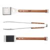 Tramontina 3 PK Utensils Set (Spatula, Meat Tong, Grill Brush) Wood Handle Churrasco