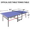 8ft Mid-Size Table Tennis Table, Foldable Ping Pong Table for Indoor & Outdoor Games with Net, 2 Table Tennis Paddles and 3 Balls