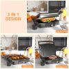 4 Slice Panini Press Grill, Stainless Steel Sandwich Maker with Non-Stick Double Plates, Locking Lids and Drip Tray