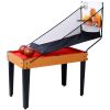 5-in-1 Multi-Game Table - Billiards, Push Hockey, Foosball, Ping Pong, and Basketball brown/red