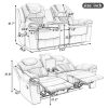 Home Theater Seating Manual Recliner Loveseat with Hide-Away Storage, Cup Holders and LED Light Strip for Living Room, Wind Red