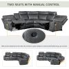 Home Theater Seating Manual Recliner with Cup Holder, Hide-Away Storage PU Reclining Sofa for Living Room, Home Theater, Gray