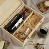 Wood Wine Box with Set of 2 Stemless Glasses by Twine Living