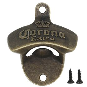 Zinc Alloy Bottle Opener Wall Mounted Vintage Retro Beer Opener Tool Accessories Bronze Color with Screws Bar Decoration Gadgets (Color: A, Ships From: China)