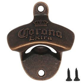 Zinc Alloy Bottle Opener Wall Mounted Vintage Retro Beer Opener Tool Accessories Bronze Color with Screws Bar Decoration Gadgets (Color: B, Ships From: China)