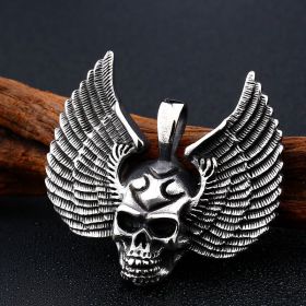 Mens Fashion Simple Skull Pendant Necklace (Color: Feathered Skull Pendant Only)