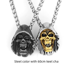 Titanium Steel Pendant Creative Fashion Necklace Men (style: Steel color with 60cm keel cha)