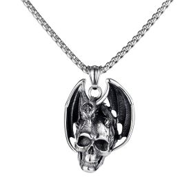 European And American Retro Skull Wings Pendant (Color: Pendant and chain 4x700mm)