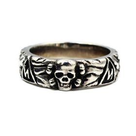 Mens Fashion Simple Sterling Silver Skull Ring (Color: Silver, size: Size15)