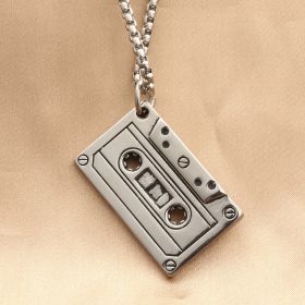 Mens Fashion Titanium Steel Vintage Personality Geometric Pendant Necklace (Color: Tape, style: Pendant With 60Cm Chain)