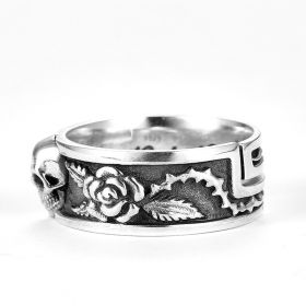 Vintage Skull Ring Men's Fashion Personality (Color: J653 platinum, size: Adjustable opening)