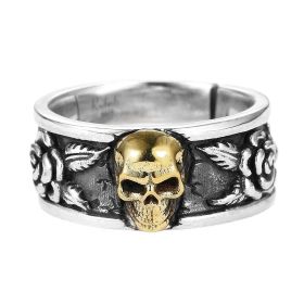 Vintage Skull Ring Men's Fashion Personality (Color: J653 rose gold, size: Adjustable opening)