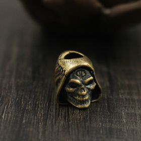 Wearing A Hat Skull Knife Falling Car Key Pendant Edc Pure Copper (Color: Brass)