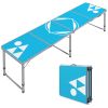 Outsunny 8ft Portable Beer Pong Table with Adjustable Legs, Folding Camping Table, Aluminum Picnic Table, for Party, Travel, BBQ, Beach