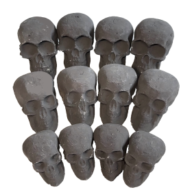 Ceramic Skulls for Fire Pit, Outdoor Fire Tables, 7pcs Reusable Spooky Imitated Human Skull Gas Log for Party, Bonfire,Campfires,Fireplaces, 3.1 inch (style: 12pcs Mixed Size)