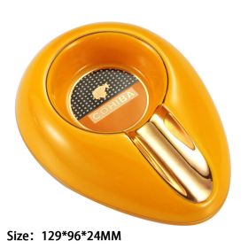 GALINER Ceramic Cigar Ashtray Single Cigar Holder Gadgets Round Ash Slot 4 Colors Yellow Tobacco Portable Ashtray Luxury (Color: GA-104Y)