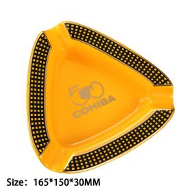 GALINER Ceramic Cigar Ashtray Single Cigar Holder Gadgets Round Ash Slot 4 Colors Yellow Tobacco Portable Ashtray Luxury (Color: GA-105Y)