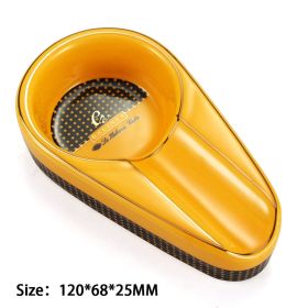 GALINER Ceramic Cigar Ashtray Single Cigar Holder Gadgets Round Ash Slot 4 Colors Yellow Tobacco Portable Ashtray Luxury (Color: GA-94Y-G)