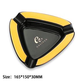 GALINER Ceramic Cigar Ashtray Single Cigar Holder Gadgets Round Ash Slot 4 Colors Yellow Tobacco Portable Ashtray Luxury (Color: GA-105B)