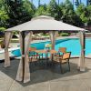 12 x 10 Feet Outdoor Double Top Patio Gazebo with Netting