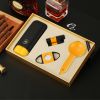 GALINER Travel Cigar Set Torch Lighters W/ Cigar Punch Sharp Cutter Tobacco Guillotine Metal Ashtray Leather Cigar Case 2 Tube